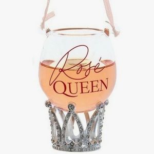 Rose Queen Wine Liquid Glass Rhinestone Crown Pink Christmas Ornament Kurt Adler